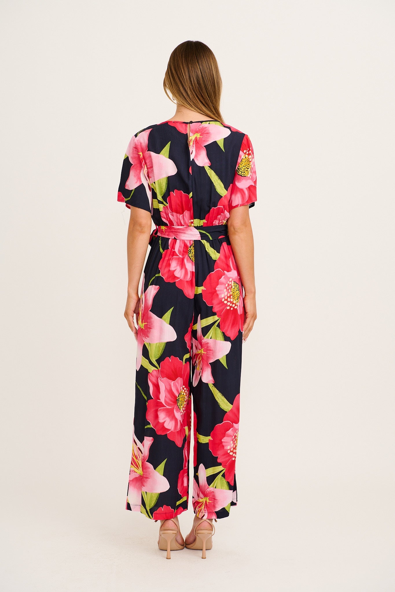 Calliope Jumpsuit in Navy with Pink Floral