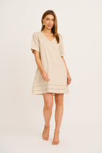 Elspeth Dress in Beige Linen