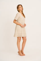 Elspeth Dress in Beige Linen