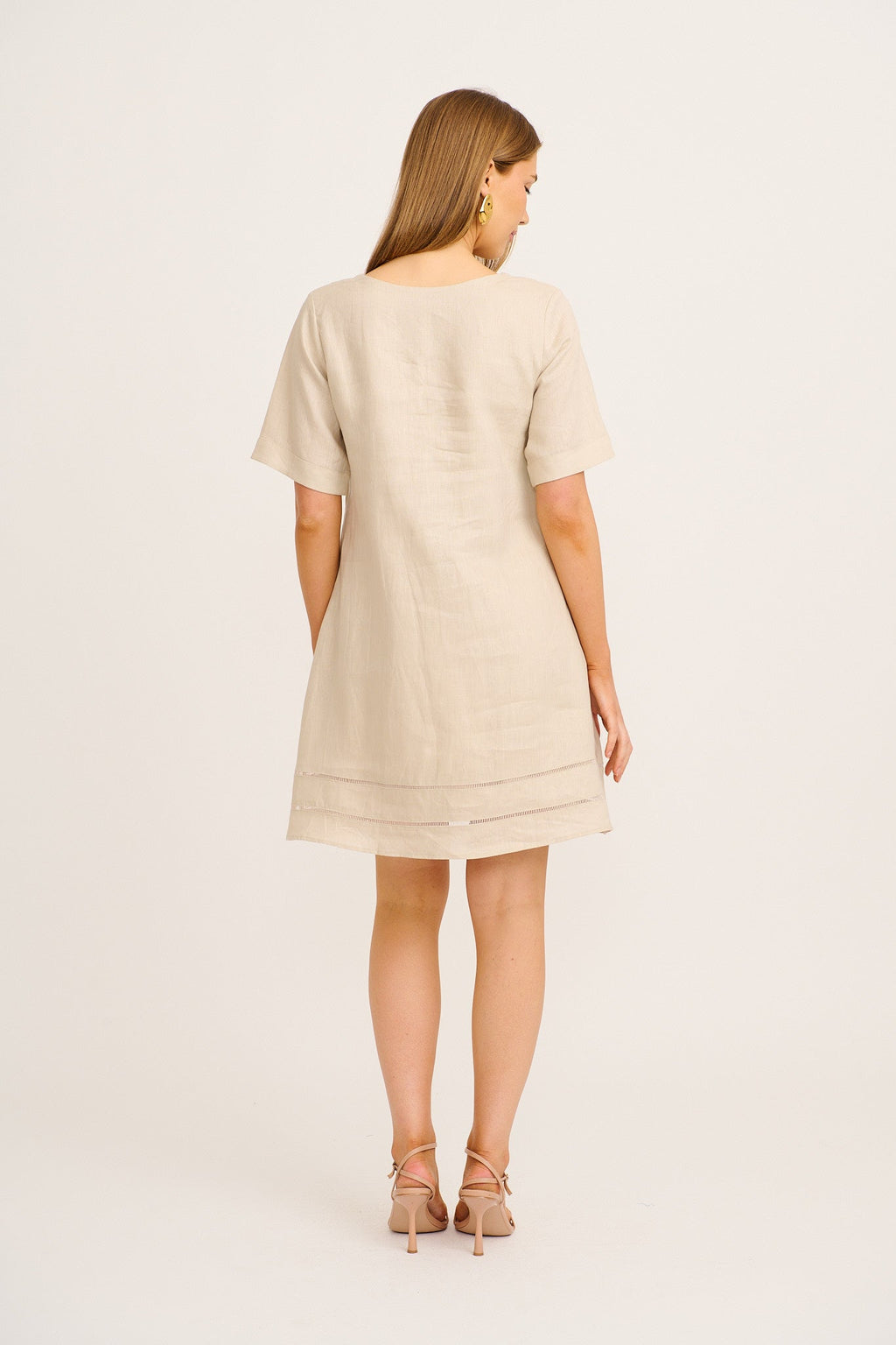 Elspeth Dress in Beige Linen