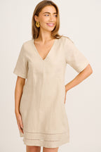 Elspeth Dress in Beige Linen