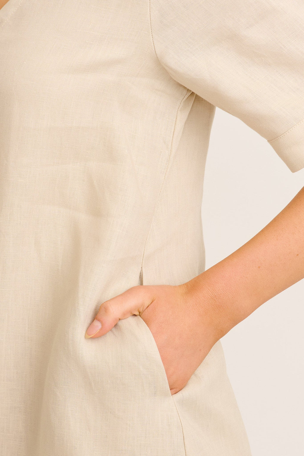 Elspeth Dress in Beige Linen