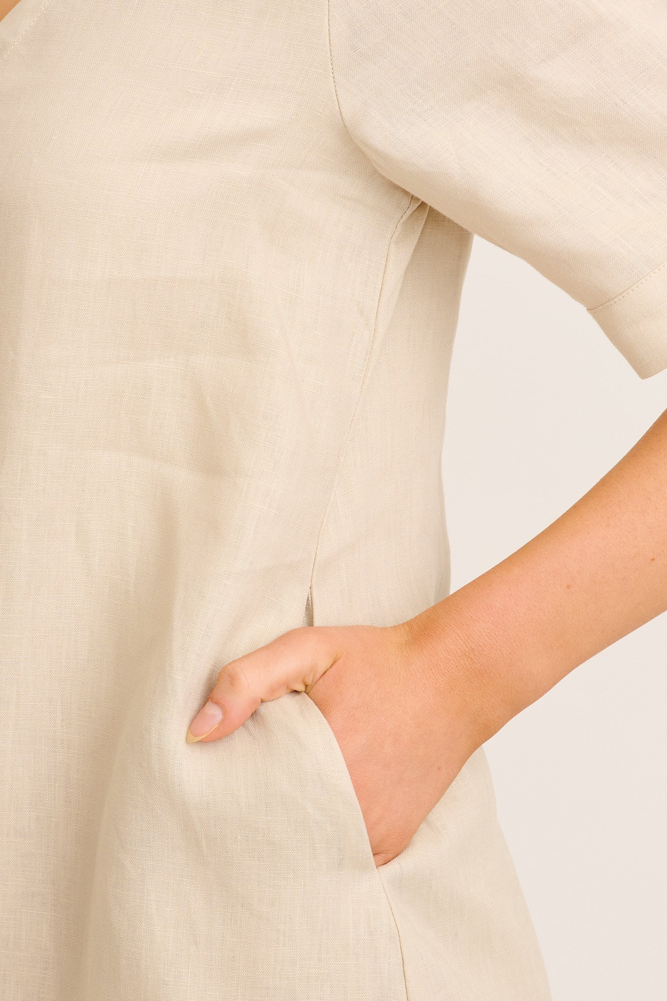 Elspeth Dress in Beige Linen