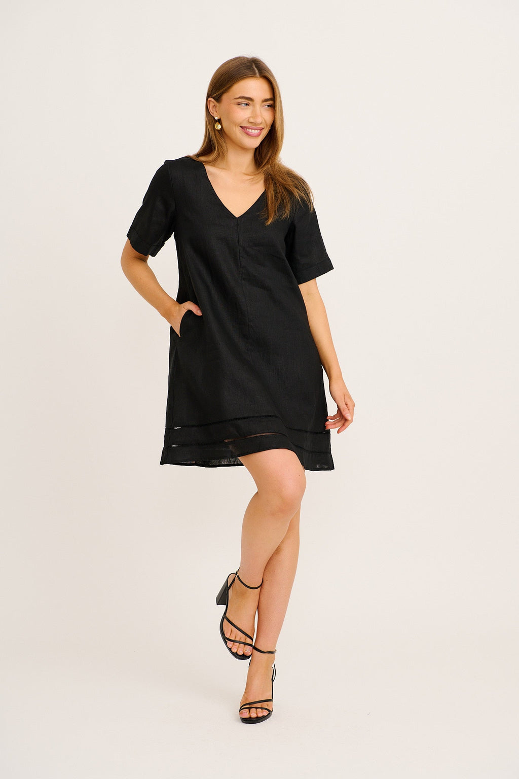 Elspeth Dress in Black Linen