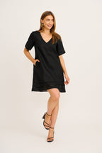 Elspeth Dress in Black Linen