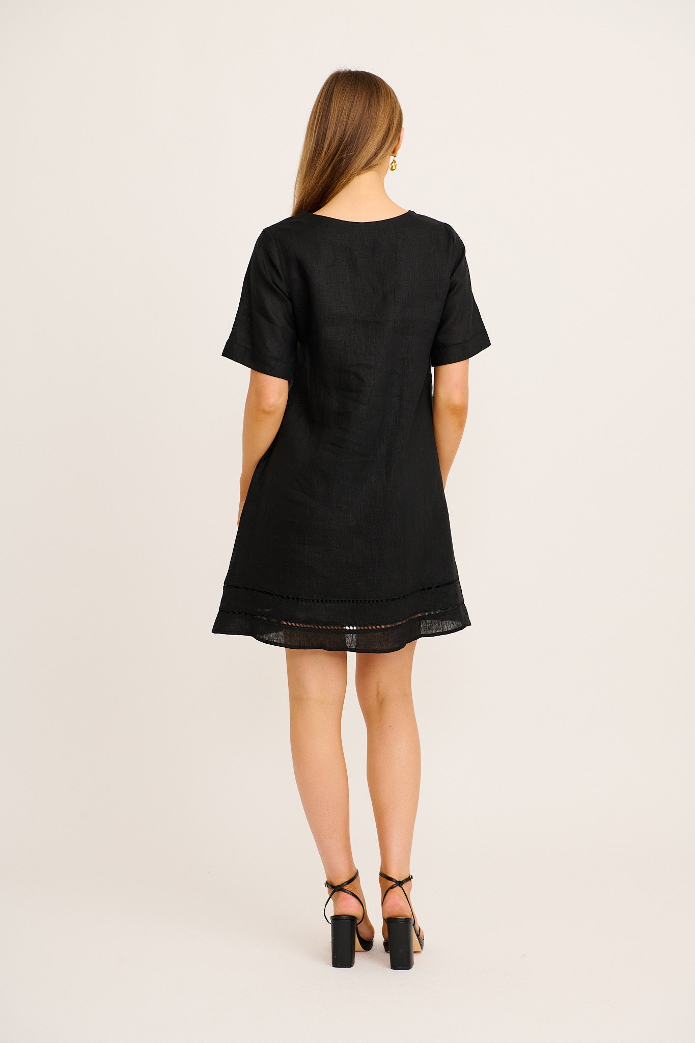 Elspeth Dress in Black Linen