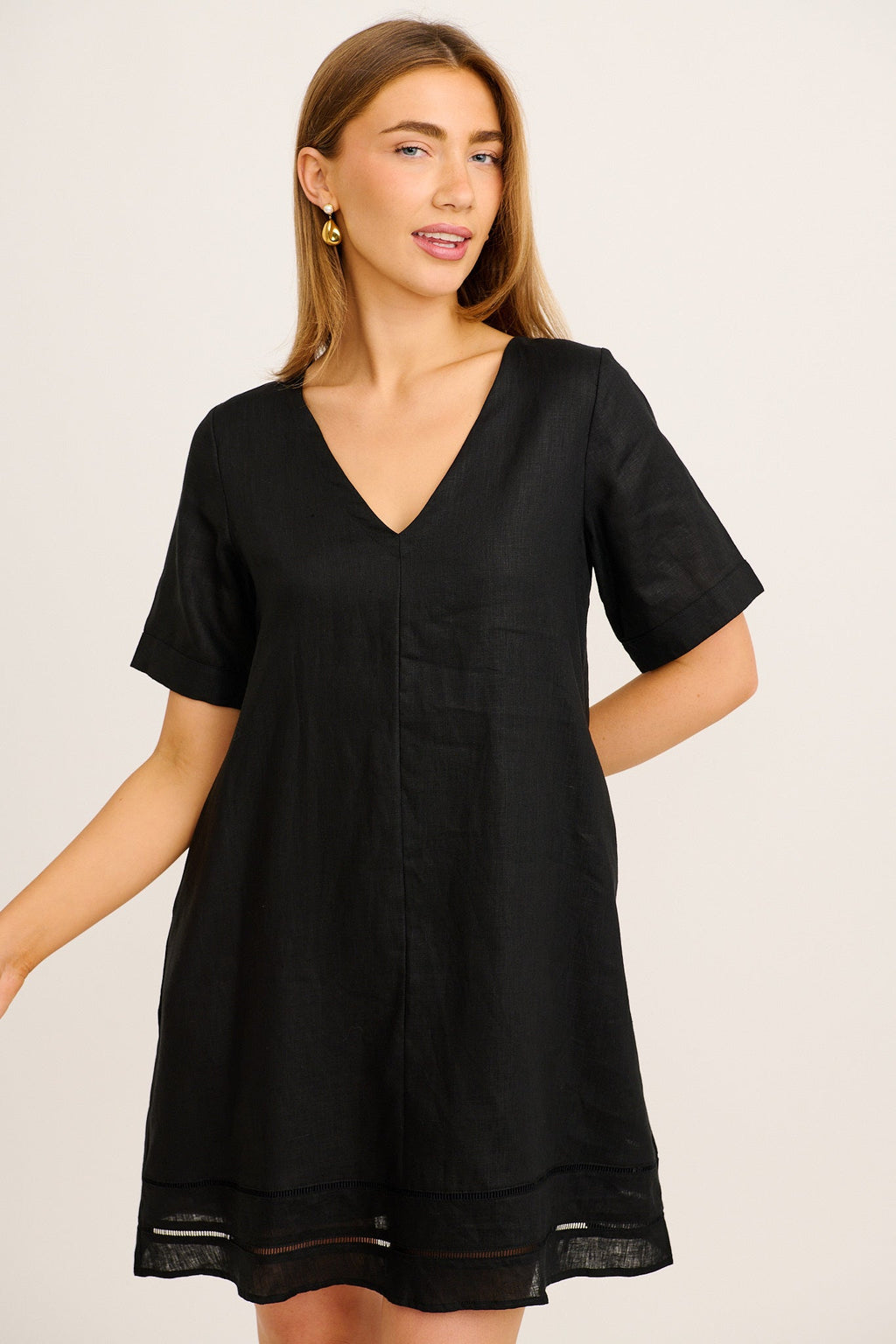 Elspeth Dress in Black Linen
