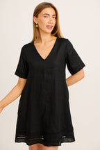 Elspeth Dress in Black Linen