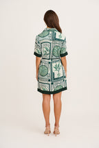 Underestimated Shirt Dress in Green Tiles Print