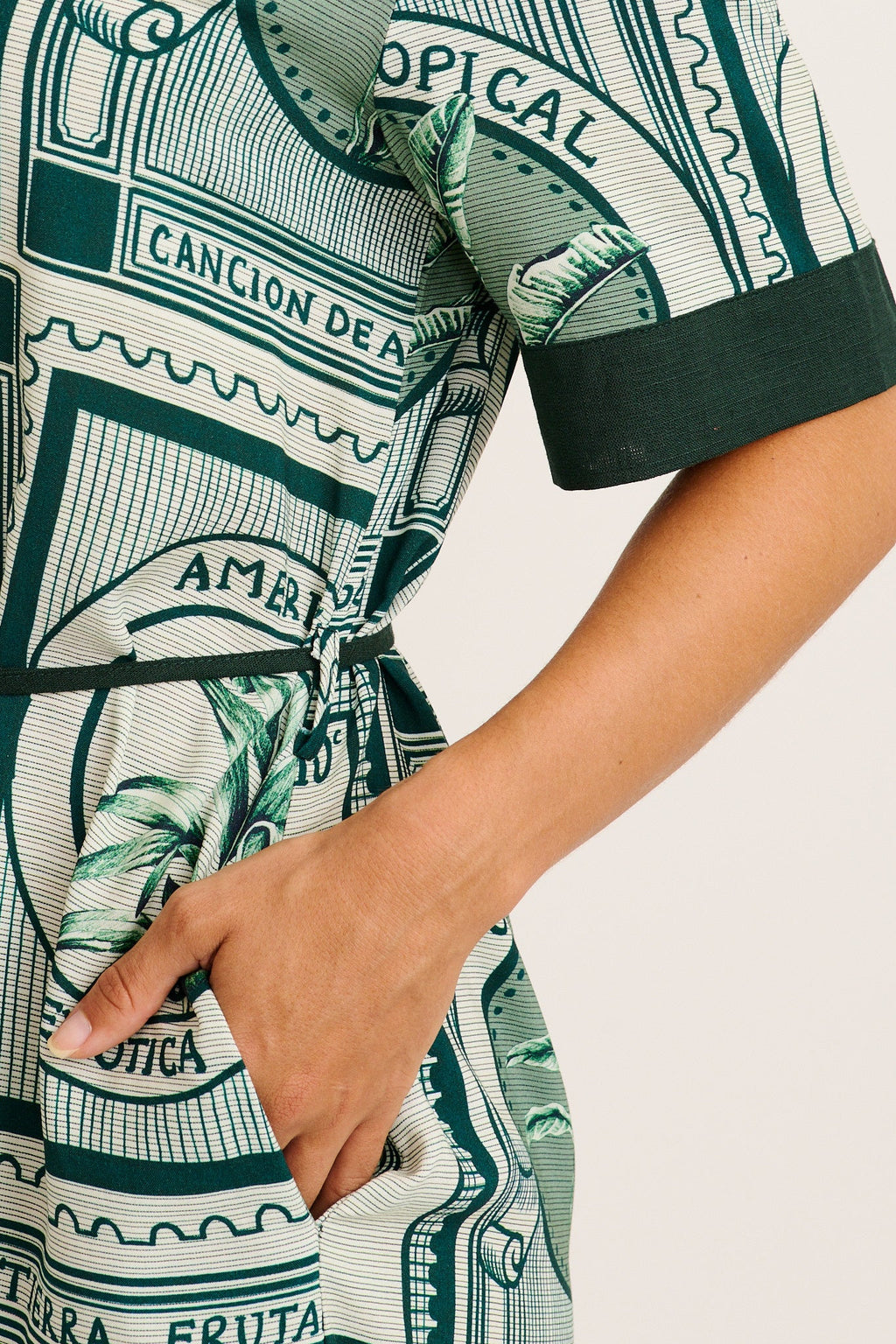 Underestimated Shirt Dress in Green Tiles Print