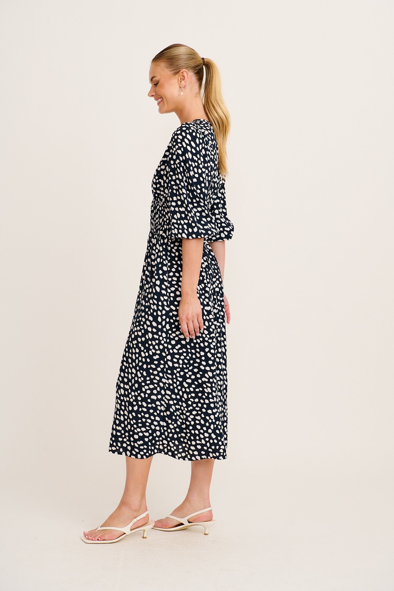 Trend Setter Midi Dress in Navy with White Speckle