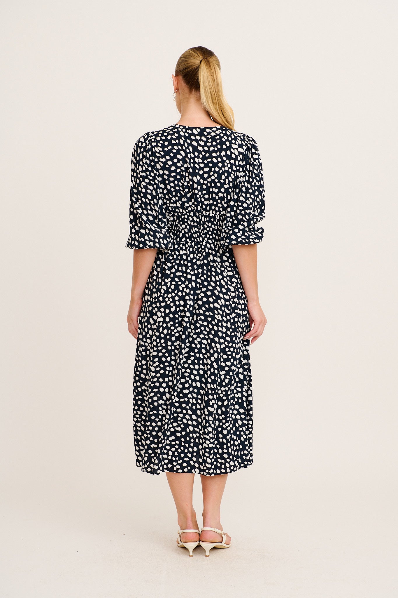 Trend Setter Midi Dress in Navy with White Speckle