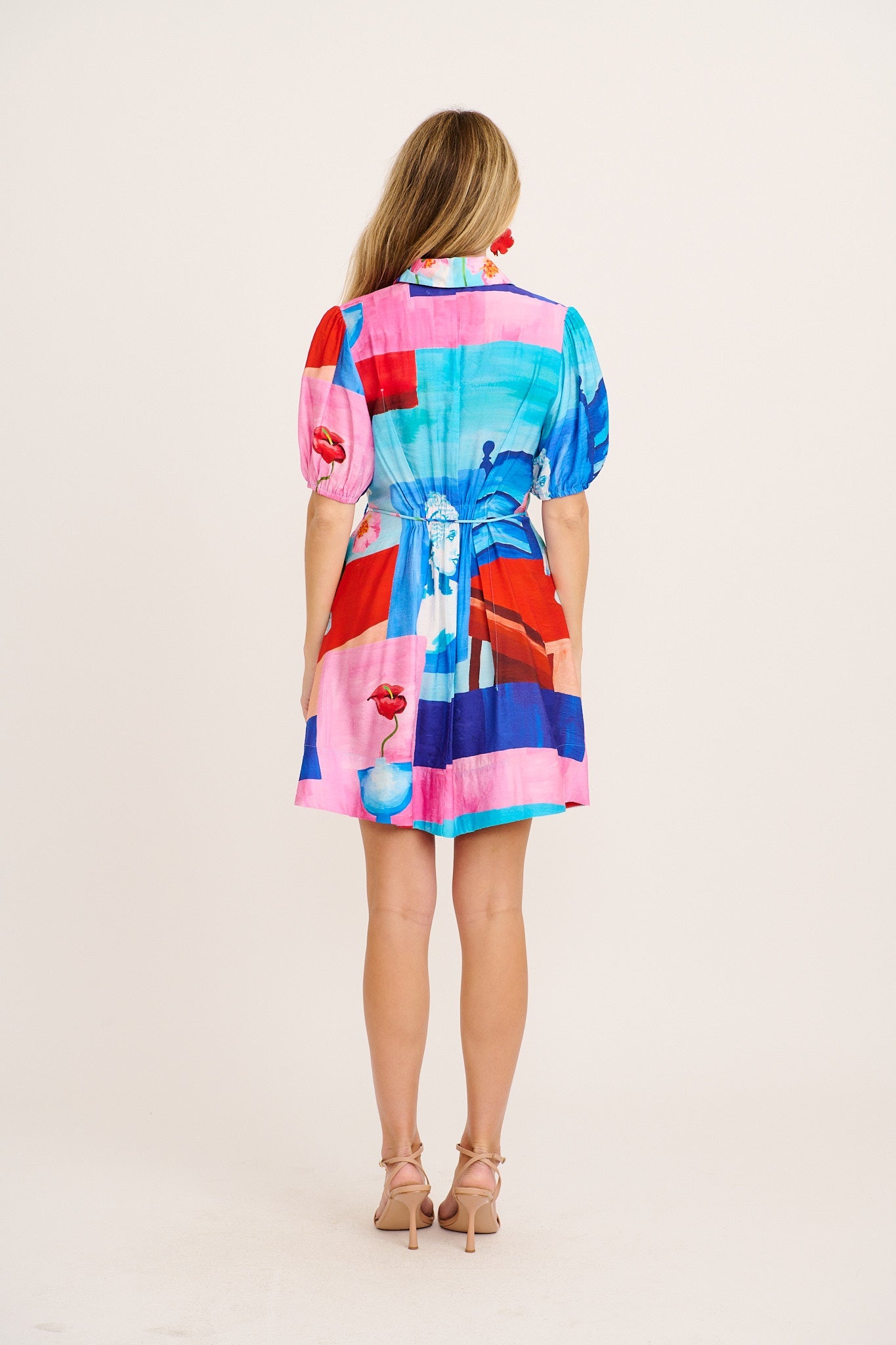 Pretty Haze Shirt Dress in Blue and Multi Vase Print