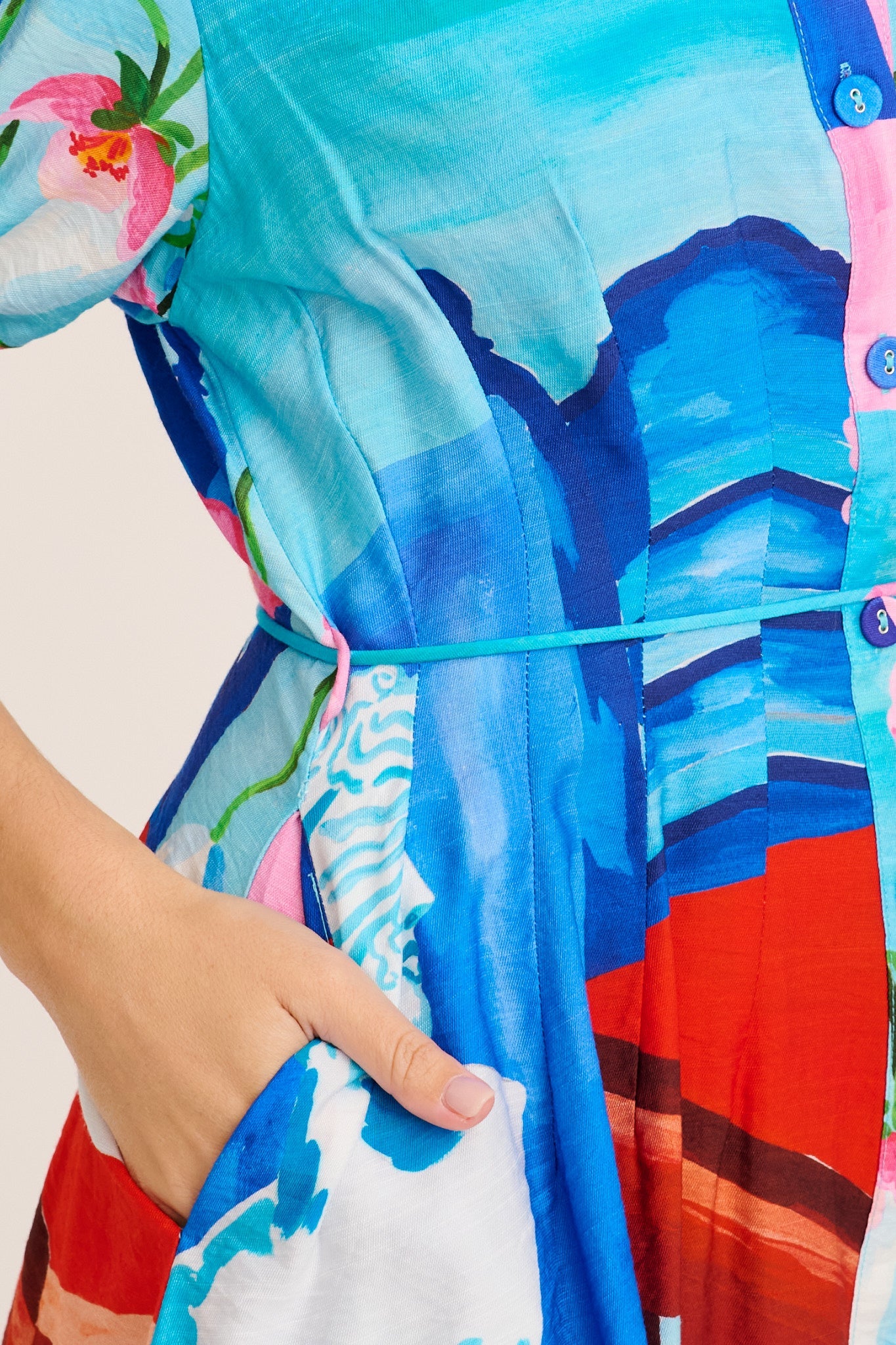 Pretty Haze Shirt Dress in Blue and Multi Vase Print