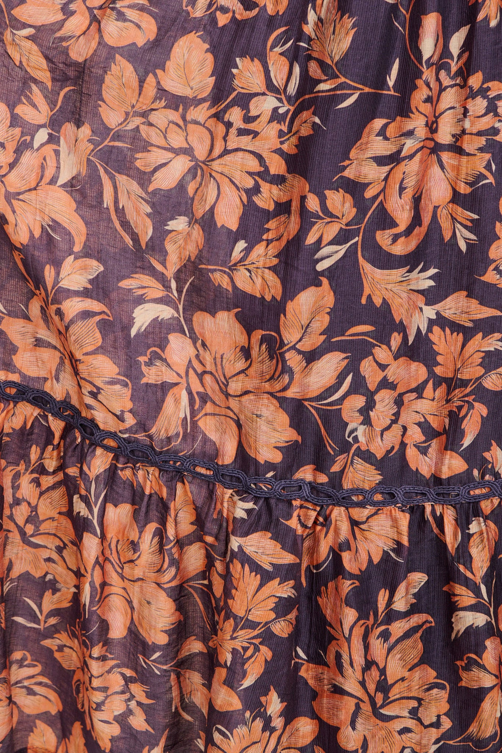 Posy Midi Dress in Navy with Rust Floral