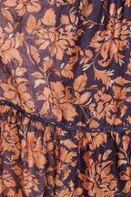 Posy Midi Dress in Navy with Rust Floral