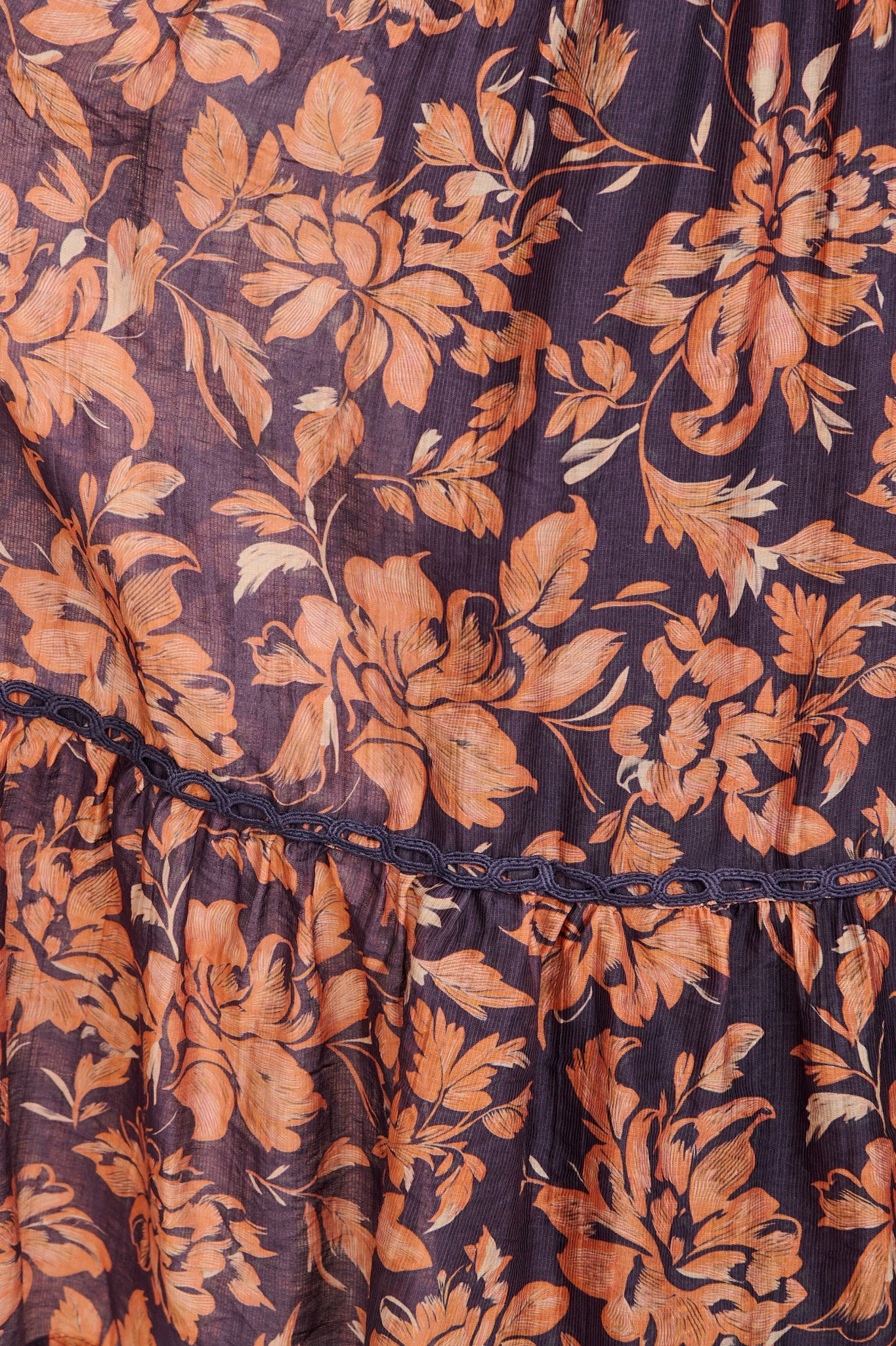 Posy Midi Dress in Navy with Rust Floral