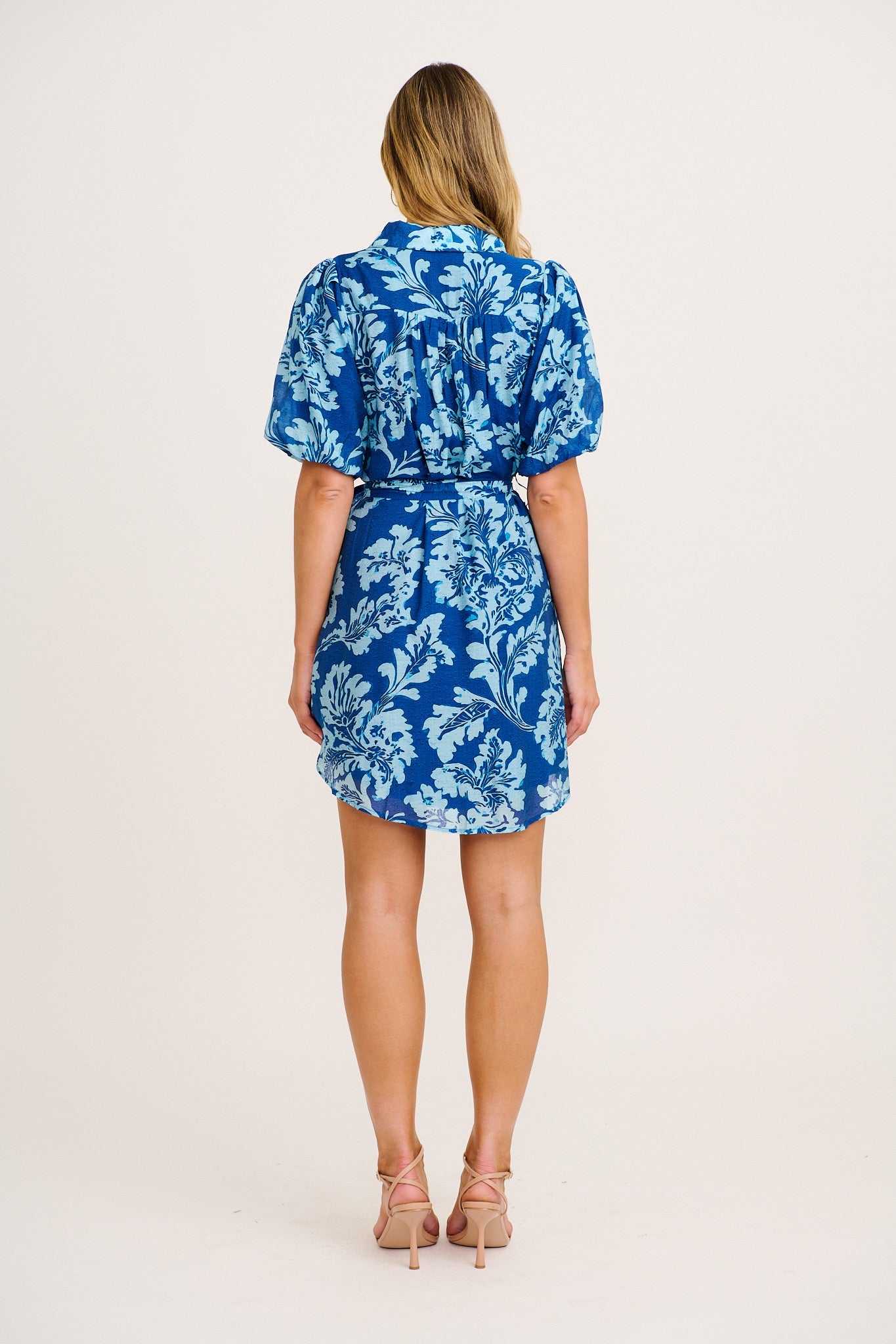 Daylight Loving Shirt Dress in Blue Floral