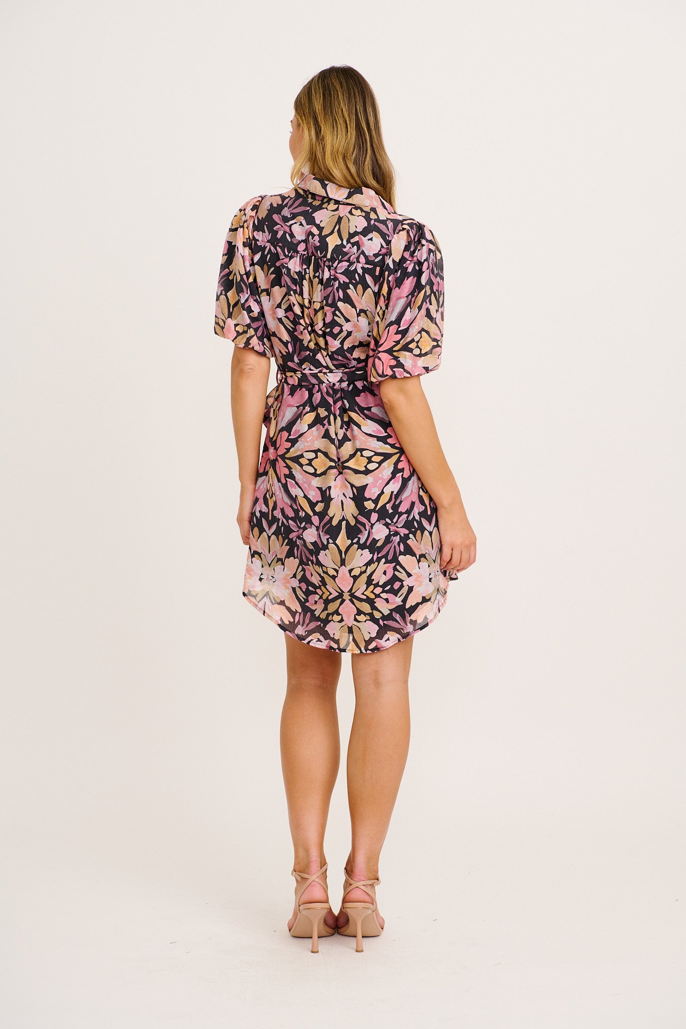 Daylight Loving Shirt Dress in Black Multi Floral