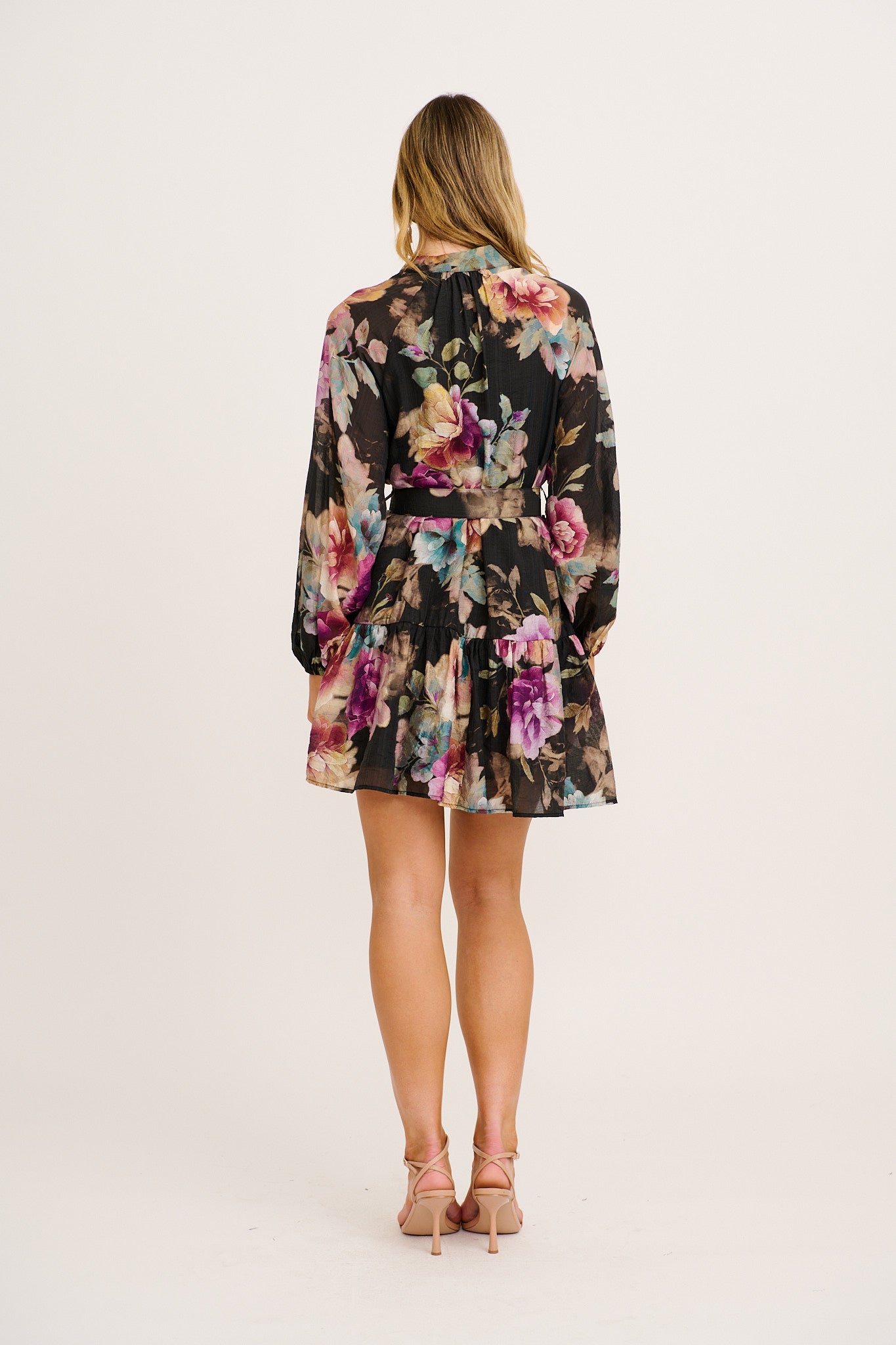 Crest Dress in Black with Multi Floral