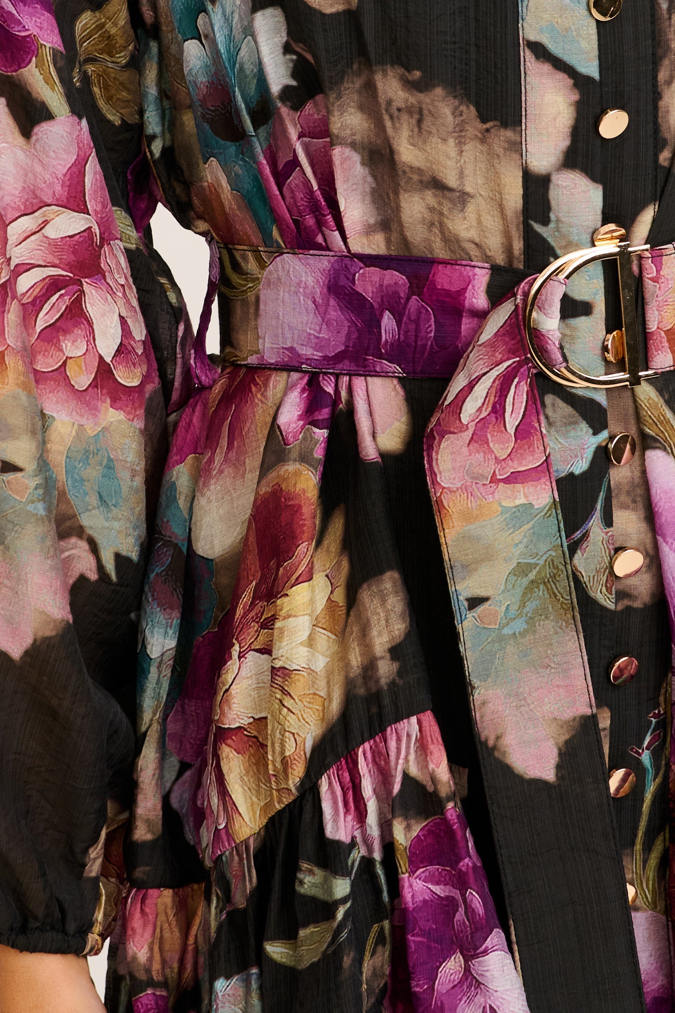 Crest Dress in Black with Multi Floral