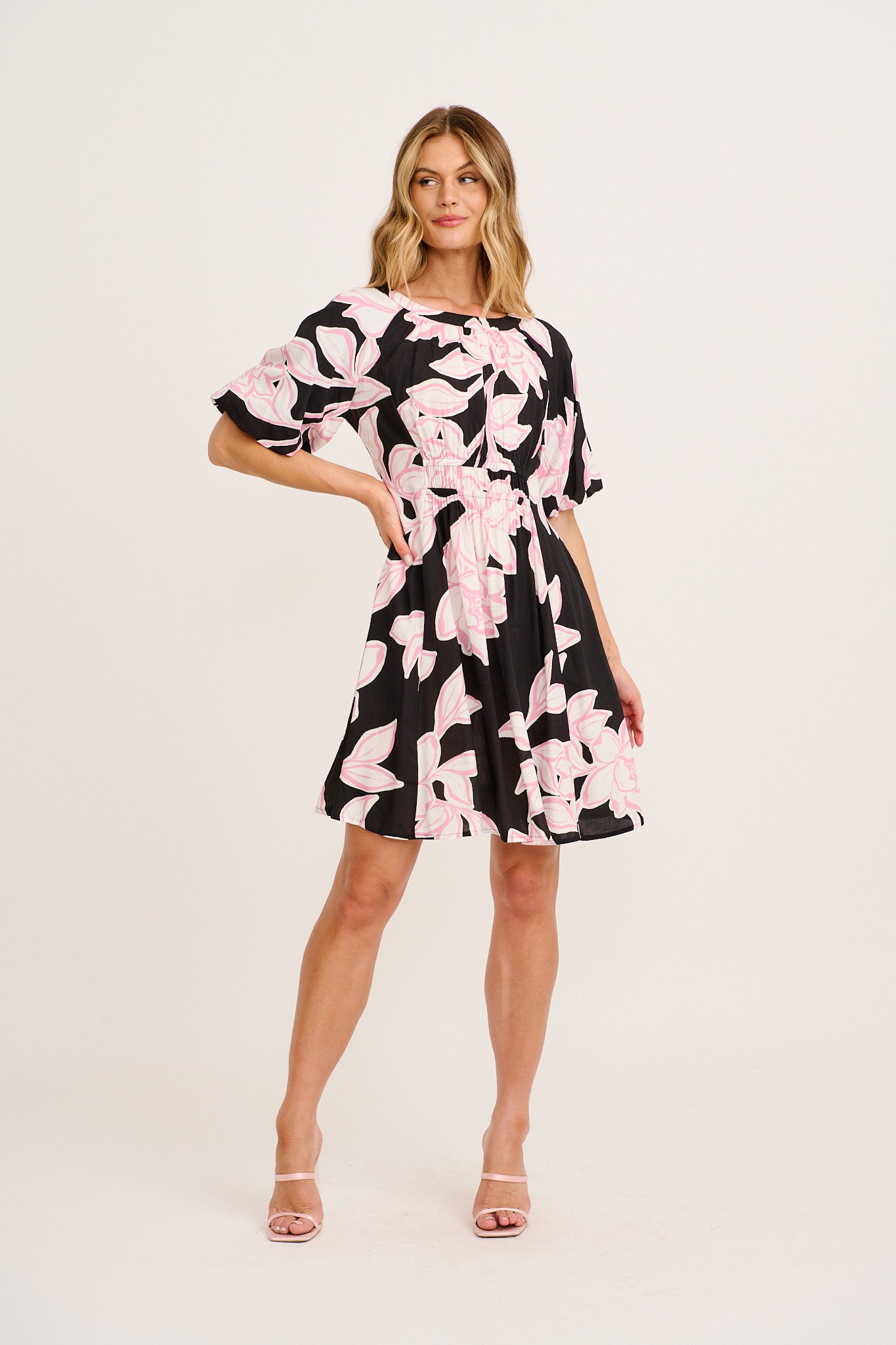 Darling Daze Dress in Black with Pink Floral