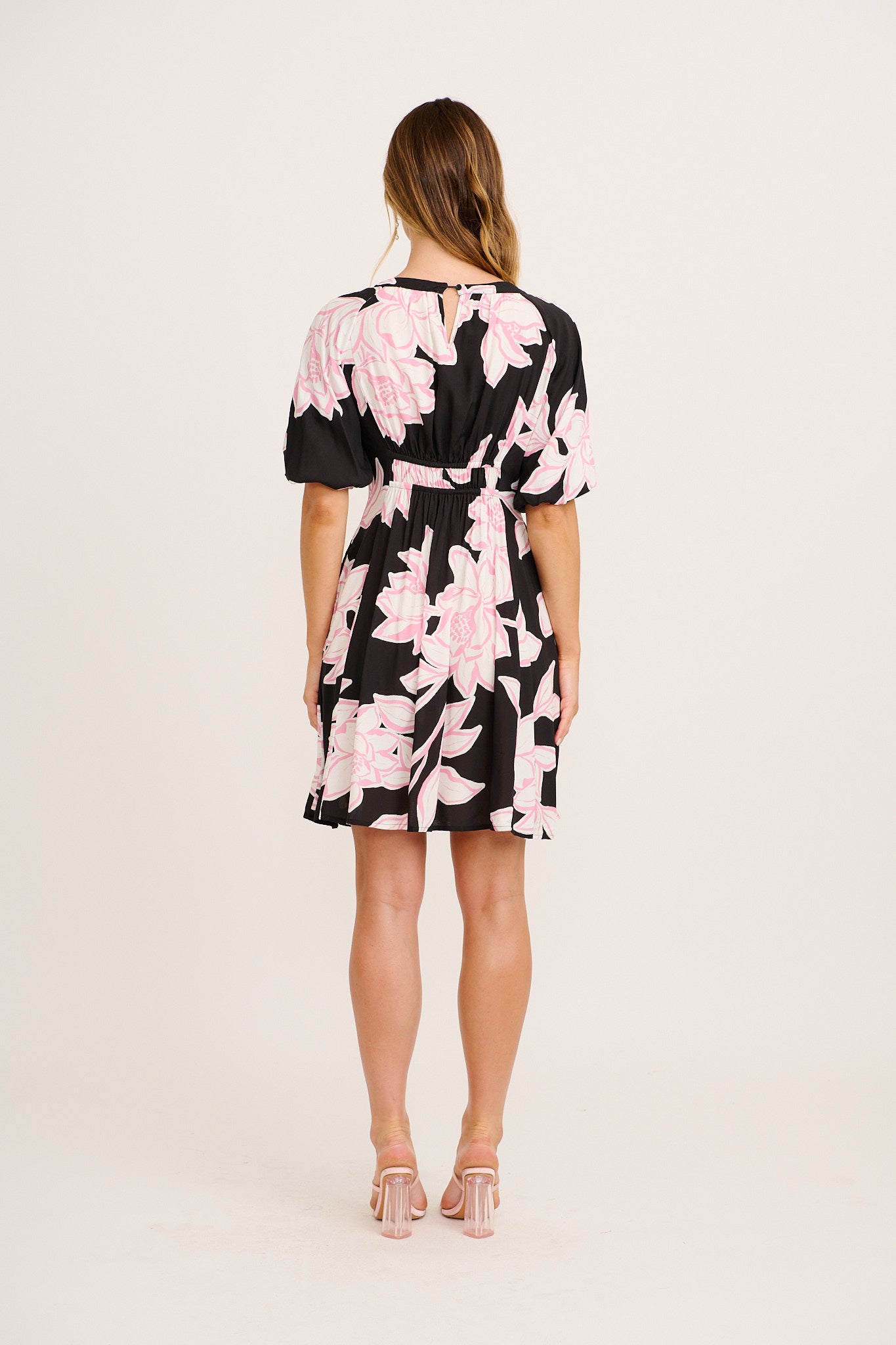 Darling Daze Dress in Black with Pink Floral