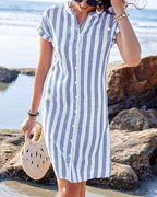 Martine™ | Coastal Chic – Lightweight Striped Shirt Dress