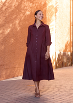 LAURA SHIRTDRESS - WINE RED