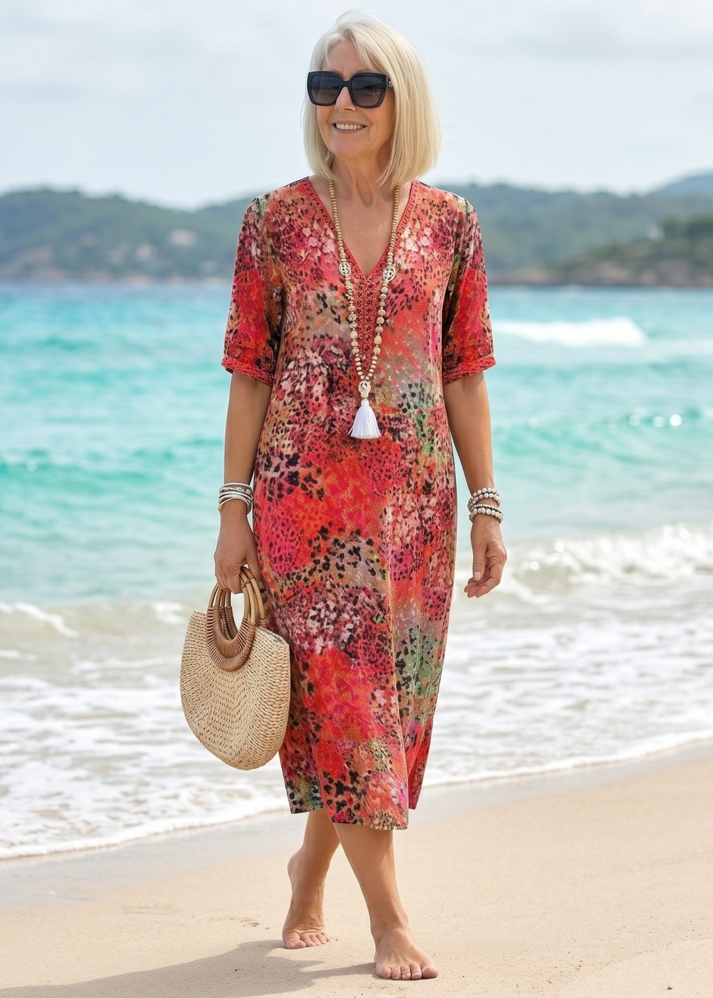 Roxanne™ | Vibrant Floral Wrap Midi Dress