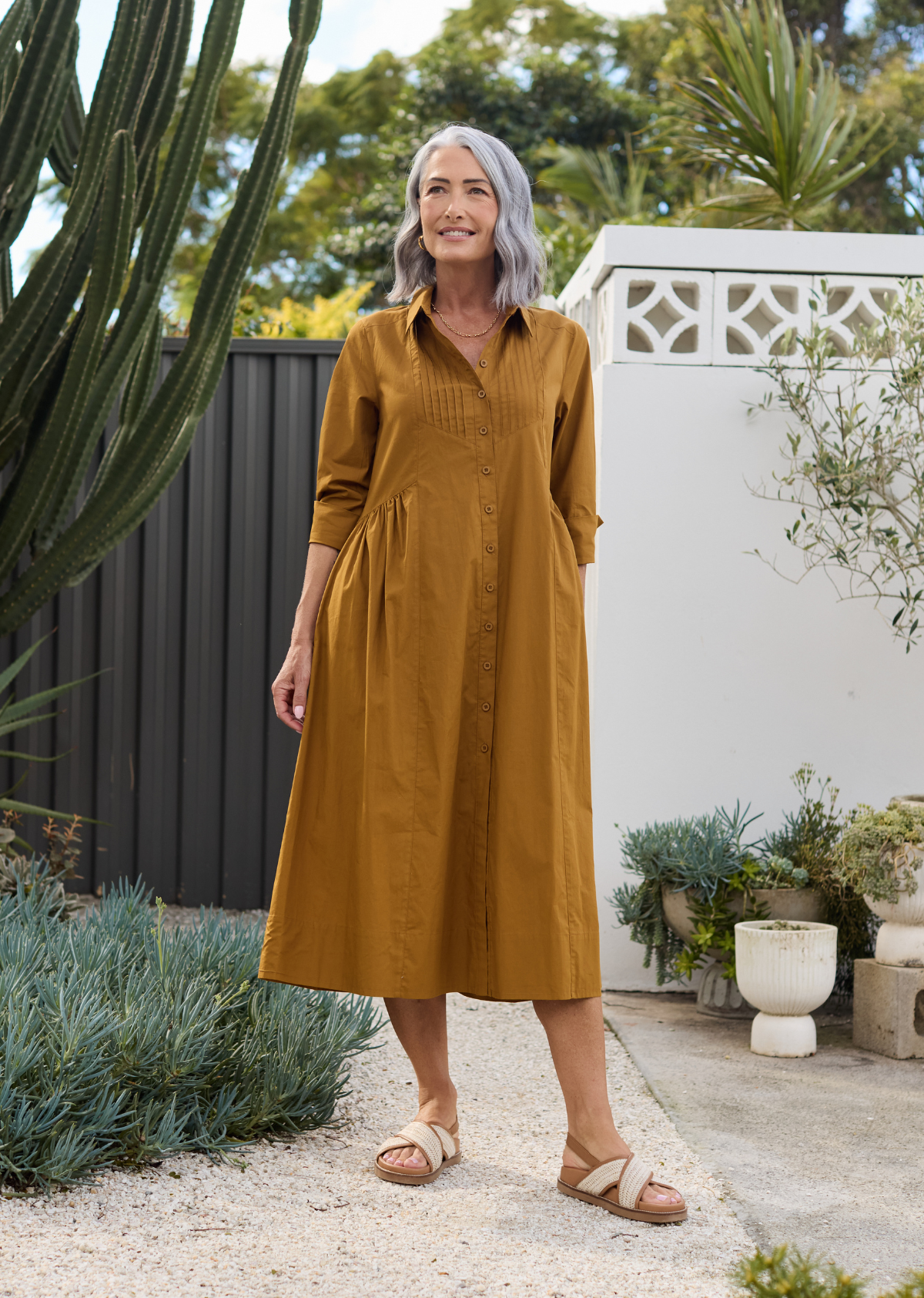 LAURA SHIRTDRESS - MUSTARD YELLOW