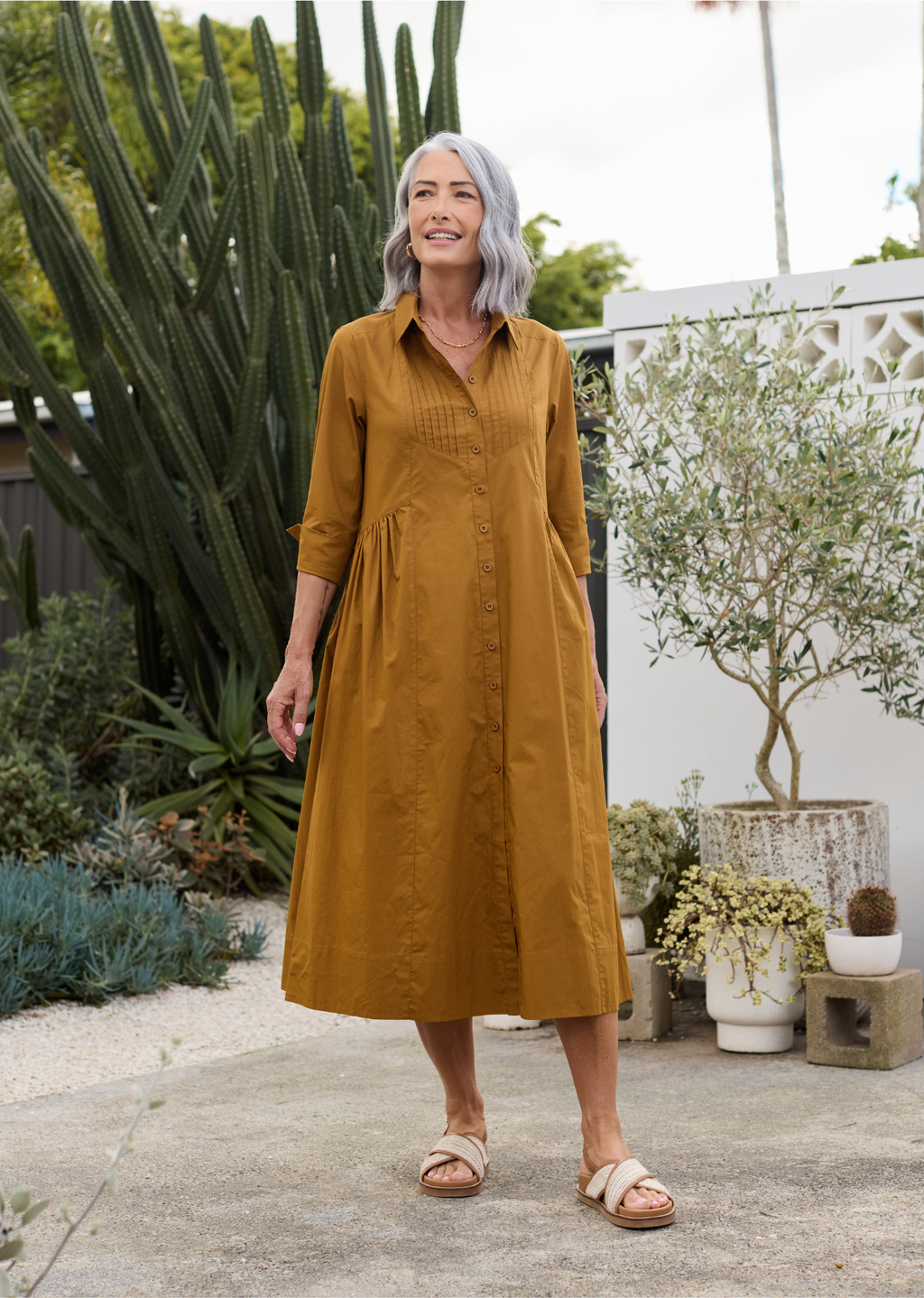 LAURA SHIRTDRESS - MUSTARD YELLOW