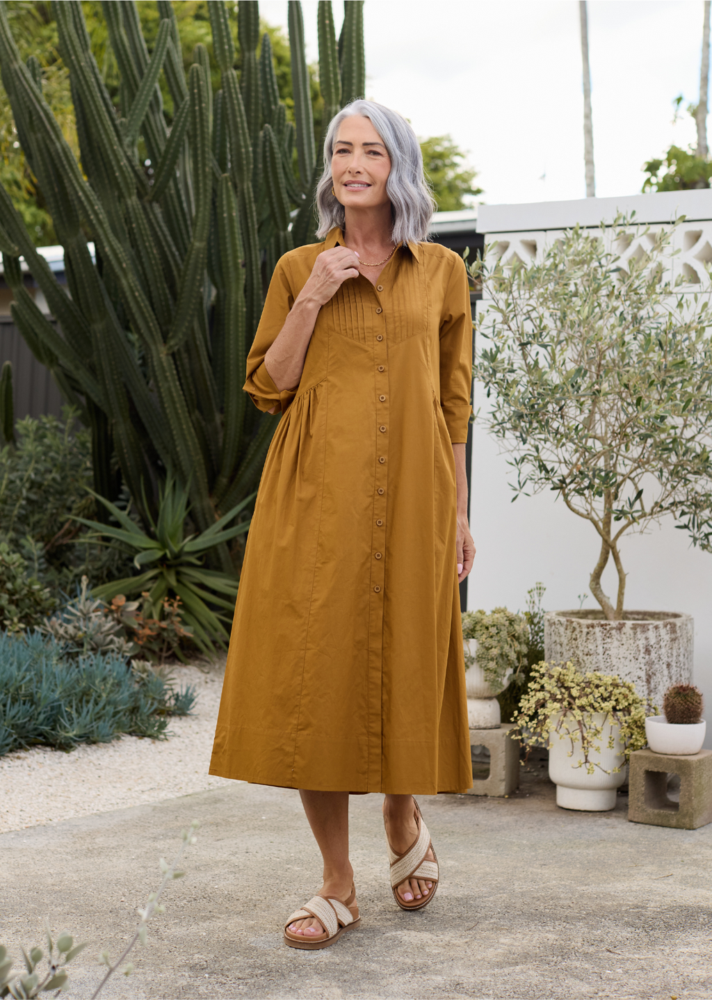 LAURA SHIRTDRESS - MUSTARD YELLOW