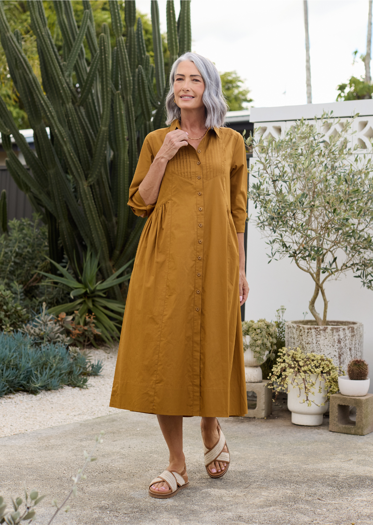 LAURA SHIRTDRESS - MUSTARD YELLOW