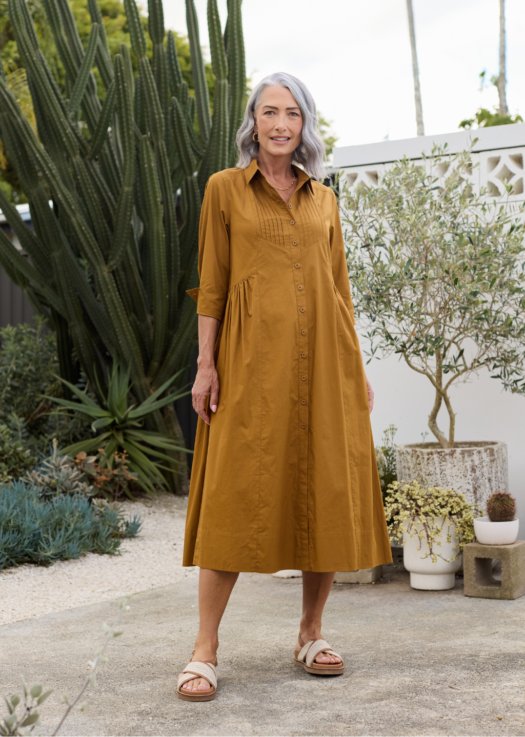 LAURA SHIRTDRESS - MUSTARD YELLOW