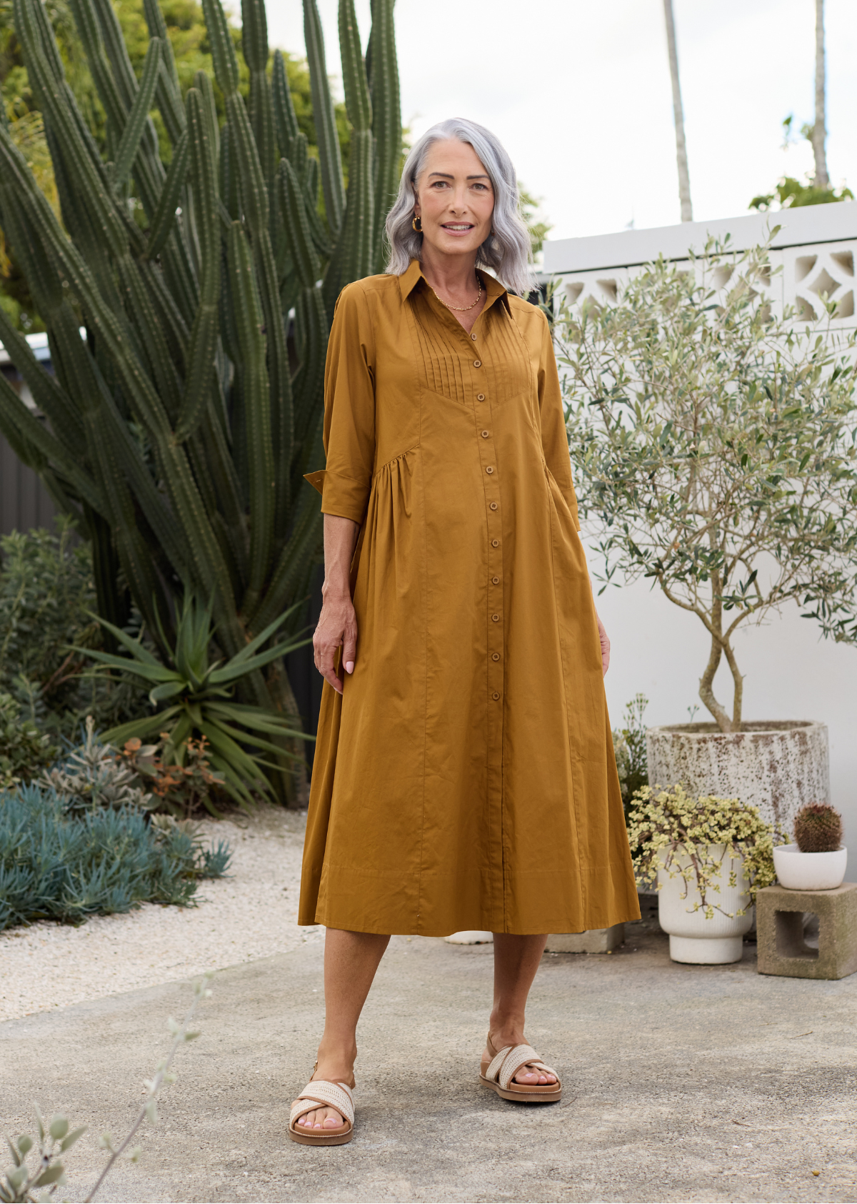 LAURA SHIRTDRESS - MUSTARD YELLOW