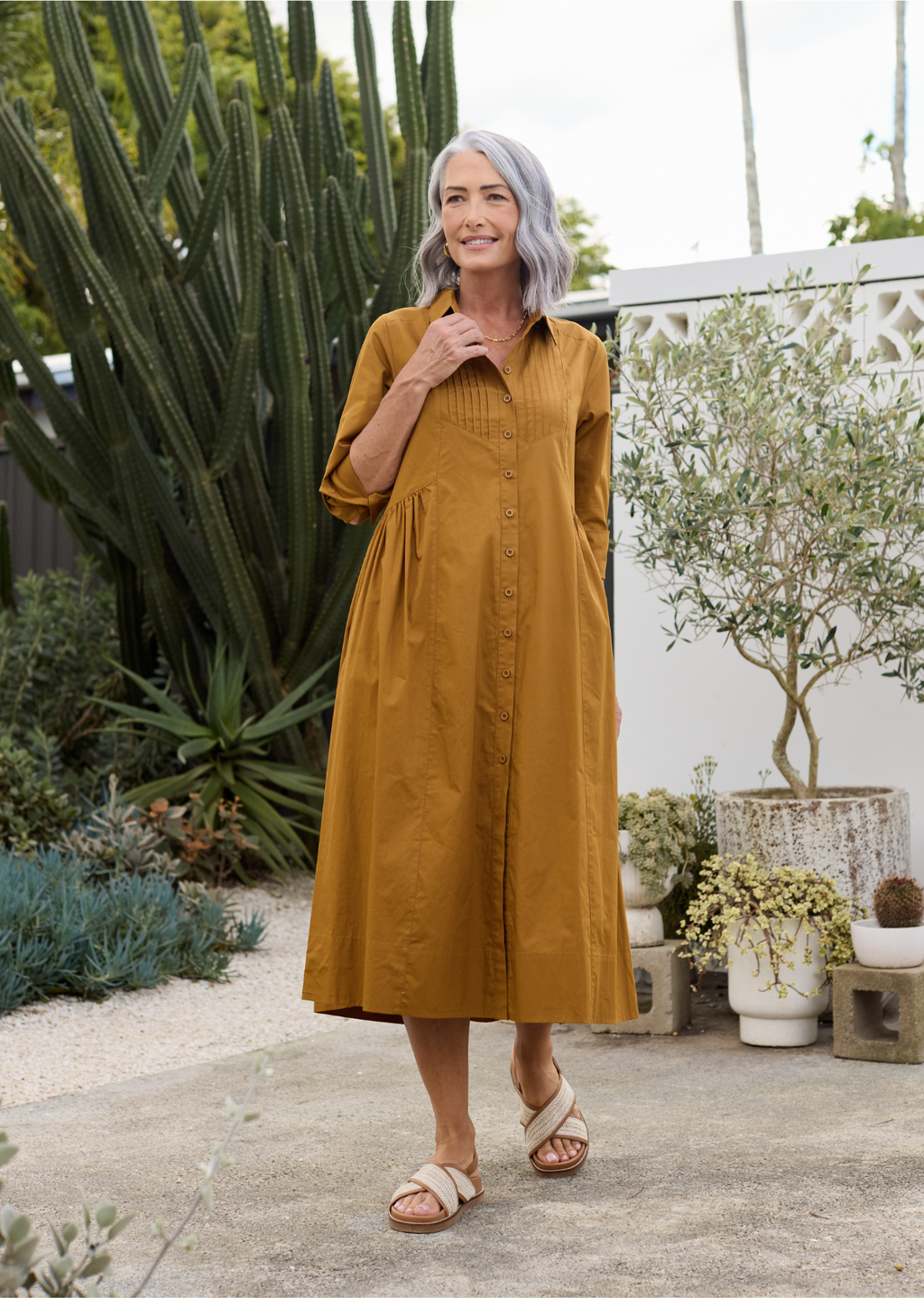 LAURA SHIRTDRESS - MUSTARD YELLOW