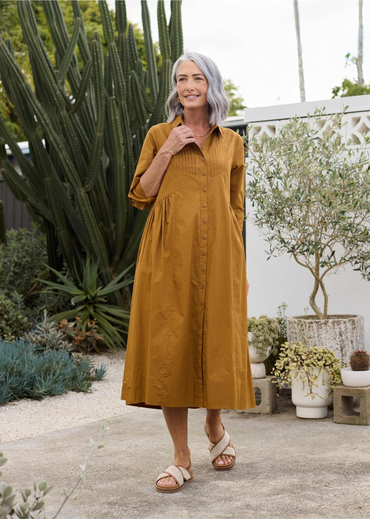 LAURA SHIRTDRESS - MUSTARD YELLOW