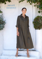 LAURA SHIRTDRESS - KHAKI GREEN