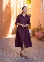 LAURA SHIRTDRESS - WINE RED