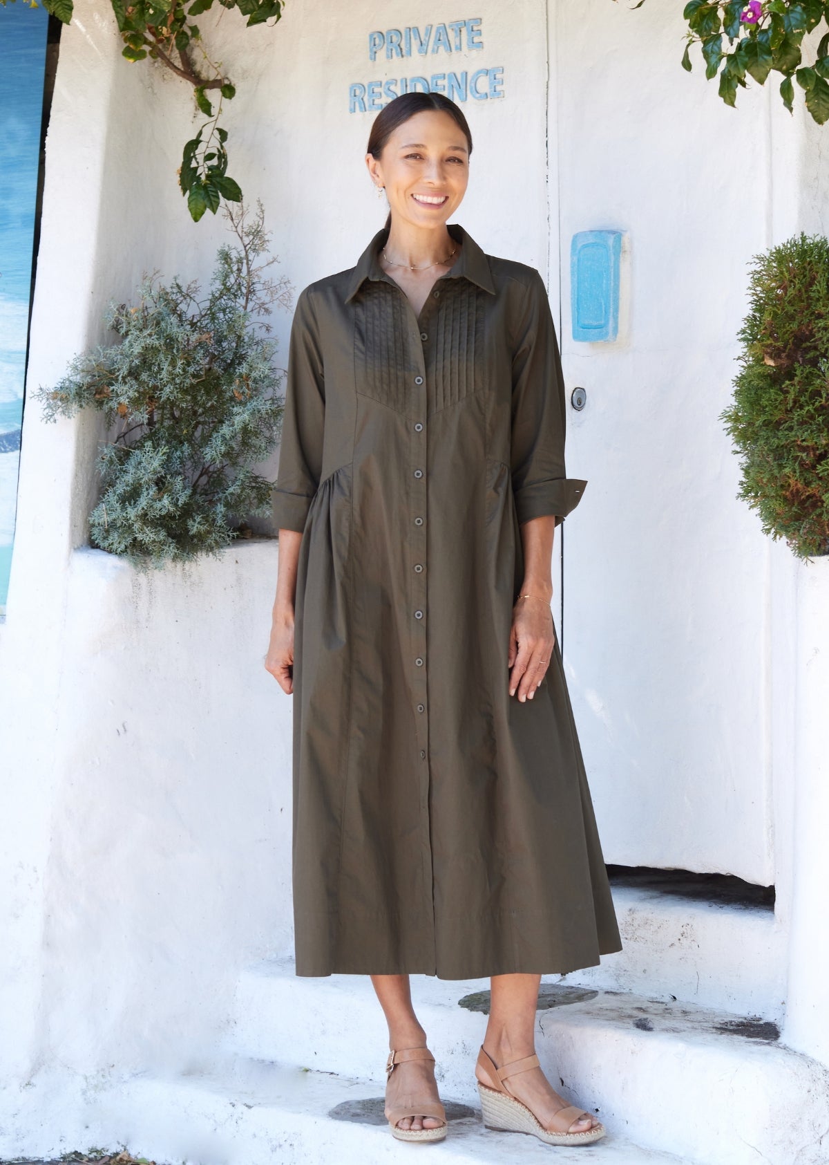 LAURA SHIRTDRESS - KHAKI GREEN