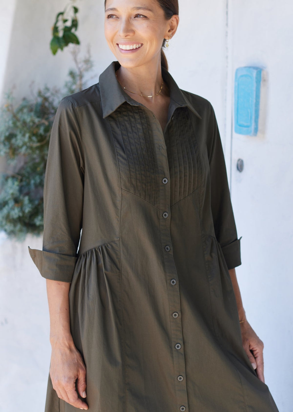 LAURA SHIRTDRESS - KHAKI GREEN