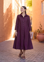LAURA SHIRTDRESS - WINE RED