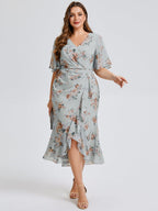 pretty FLORENCIA|Plus Size Midi Printed Mermaid Chiffon Dress