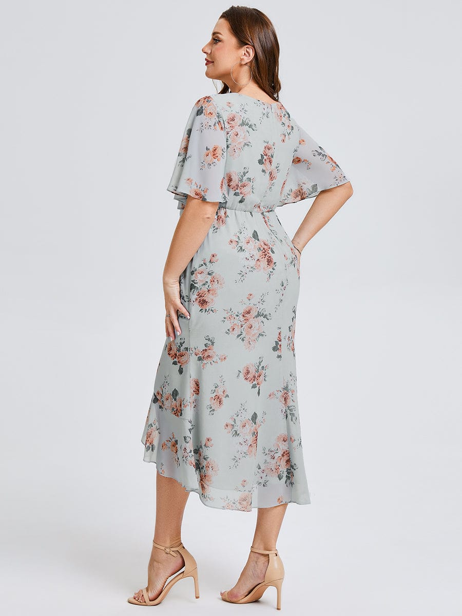 pretty FLORENCIA|Plus Size Midi Printed Mermaid Chiffon Dress