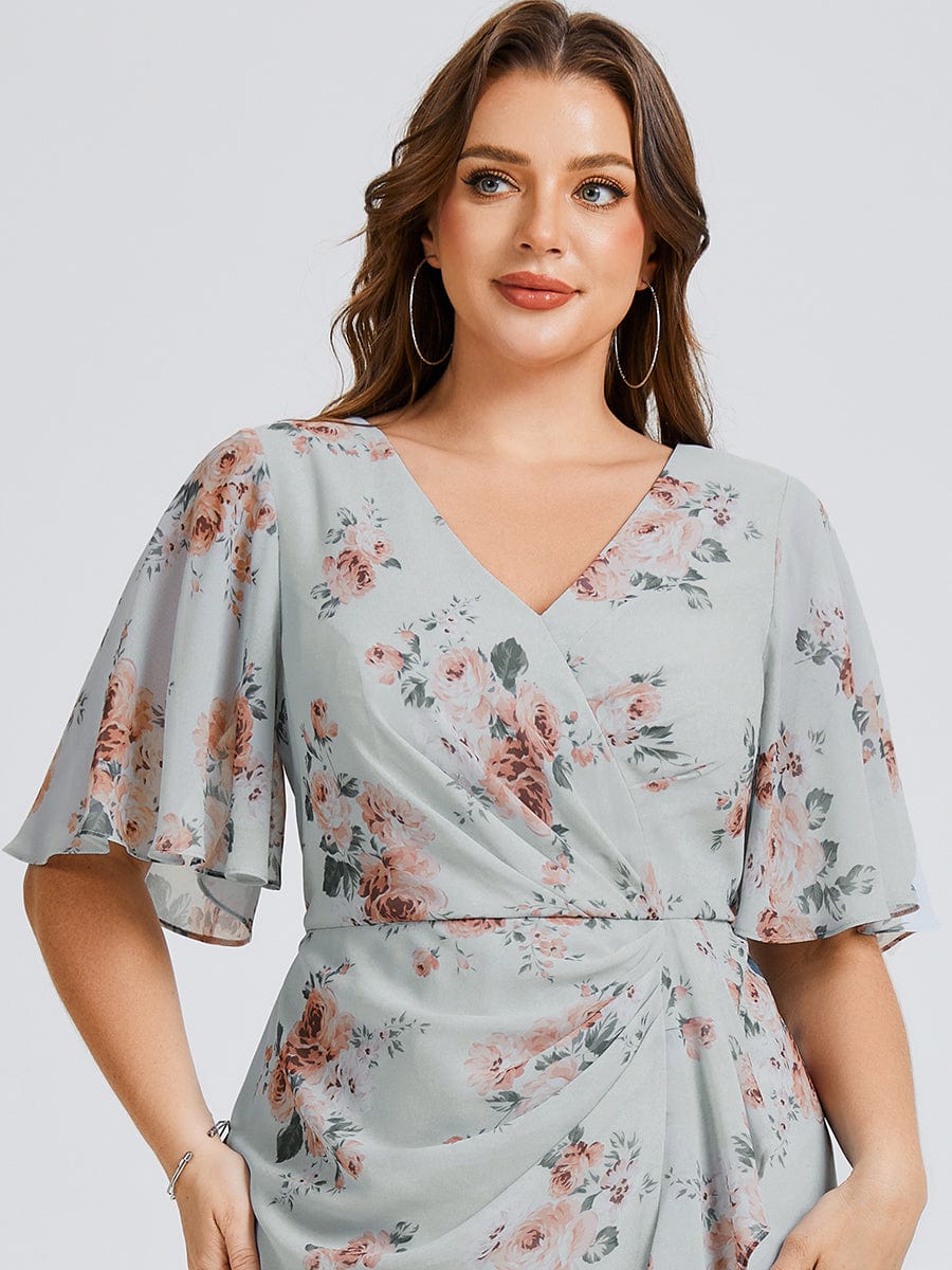 pretty FLORENCIA|Plus Size Midi Printed Mermaid Chiffon Dress