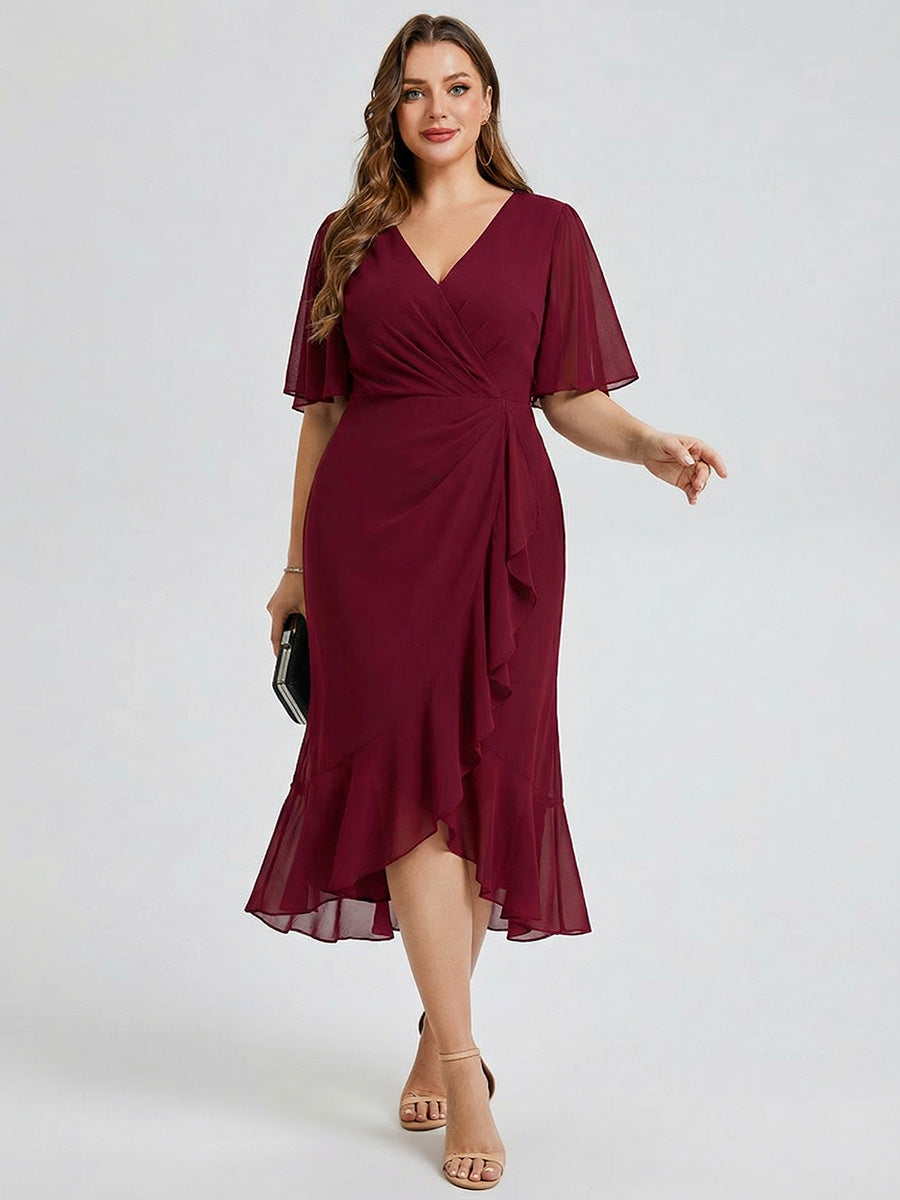 pretty FLORENCIA|Plus Size Midi Printed Mermaid Chiffon Dress