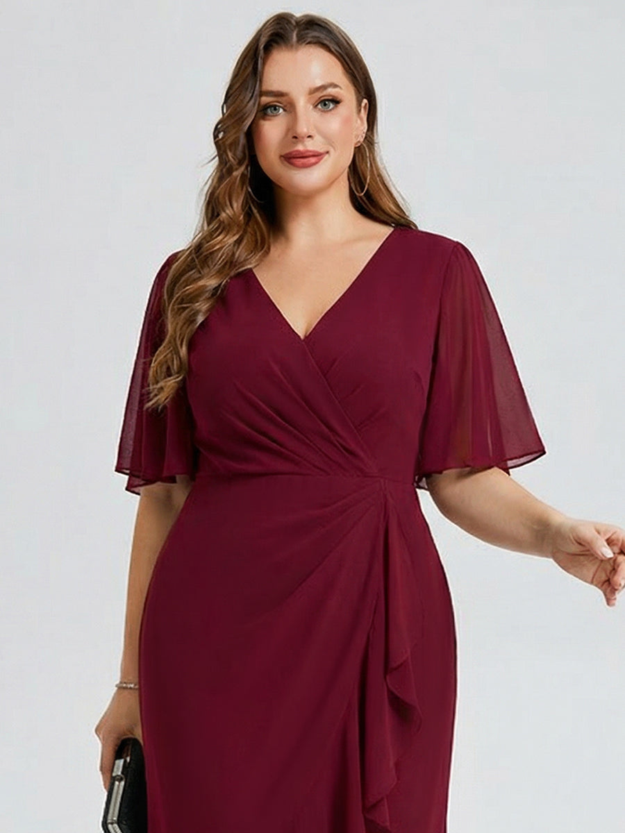pretty FLORENCIA|Plus Size Midi Printed Mermaid Chiffon Dress