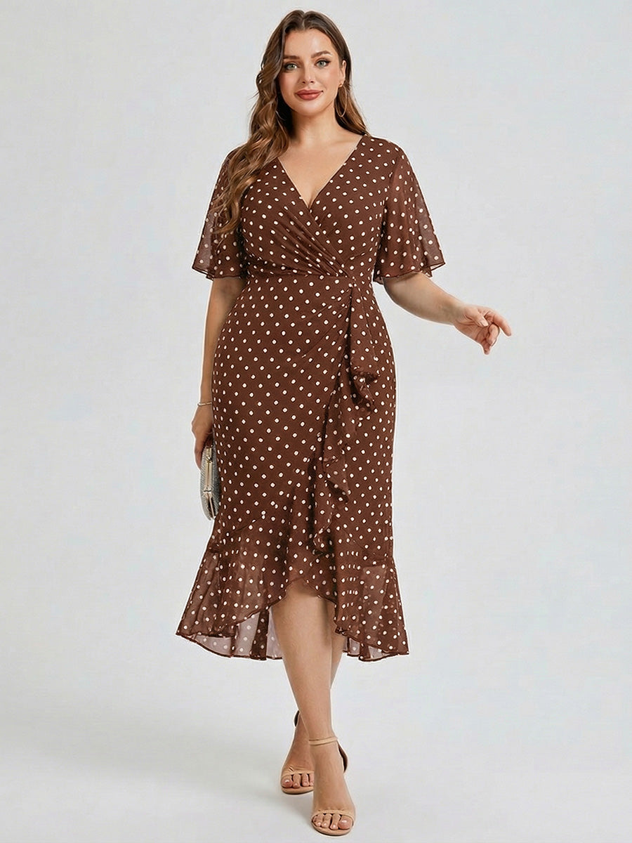 pretty FLORENCIA|Plus Size Midi Printed Mermaid Chiffon Dress