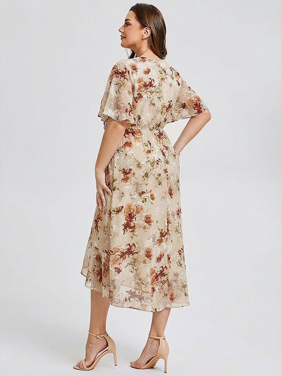 pretty FLORENCIA|Plus Size Midi Printed Mermaid Chiffon Dress